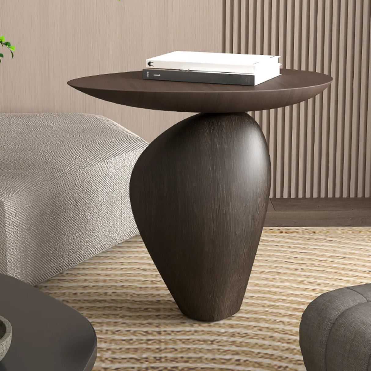 Artistic Sculptural Modern Abstract Base Oval Side Table Image - 1
