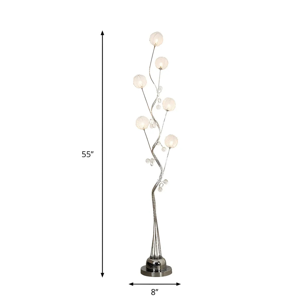Artistic Sliver Branch and Chrysanthemum Floor Lamp