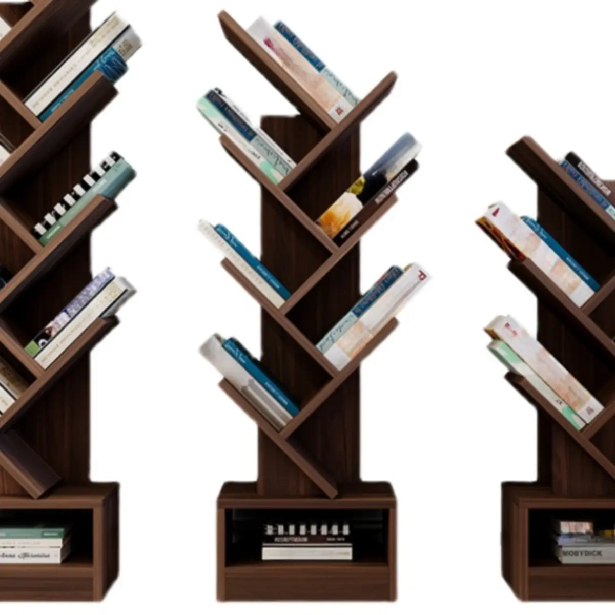 Artistic Tree Shape Wood Open Shelves Display Bookcase Image - 6