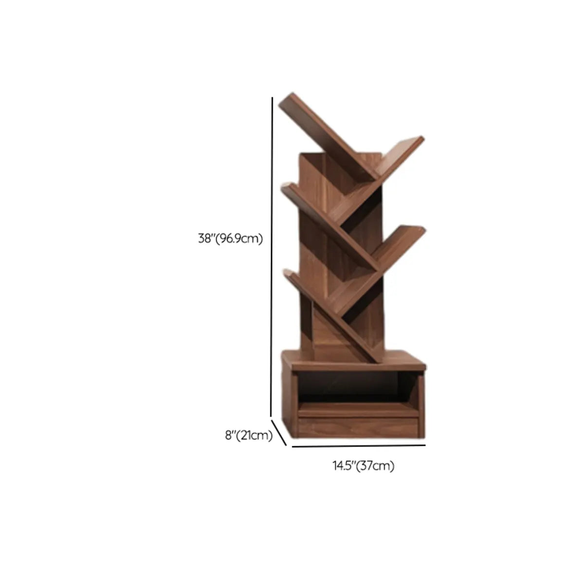 Artistic Tree Shape Wood Open Shelves Display Bookcase