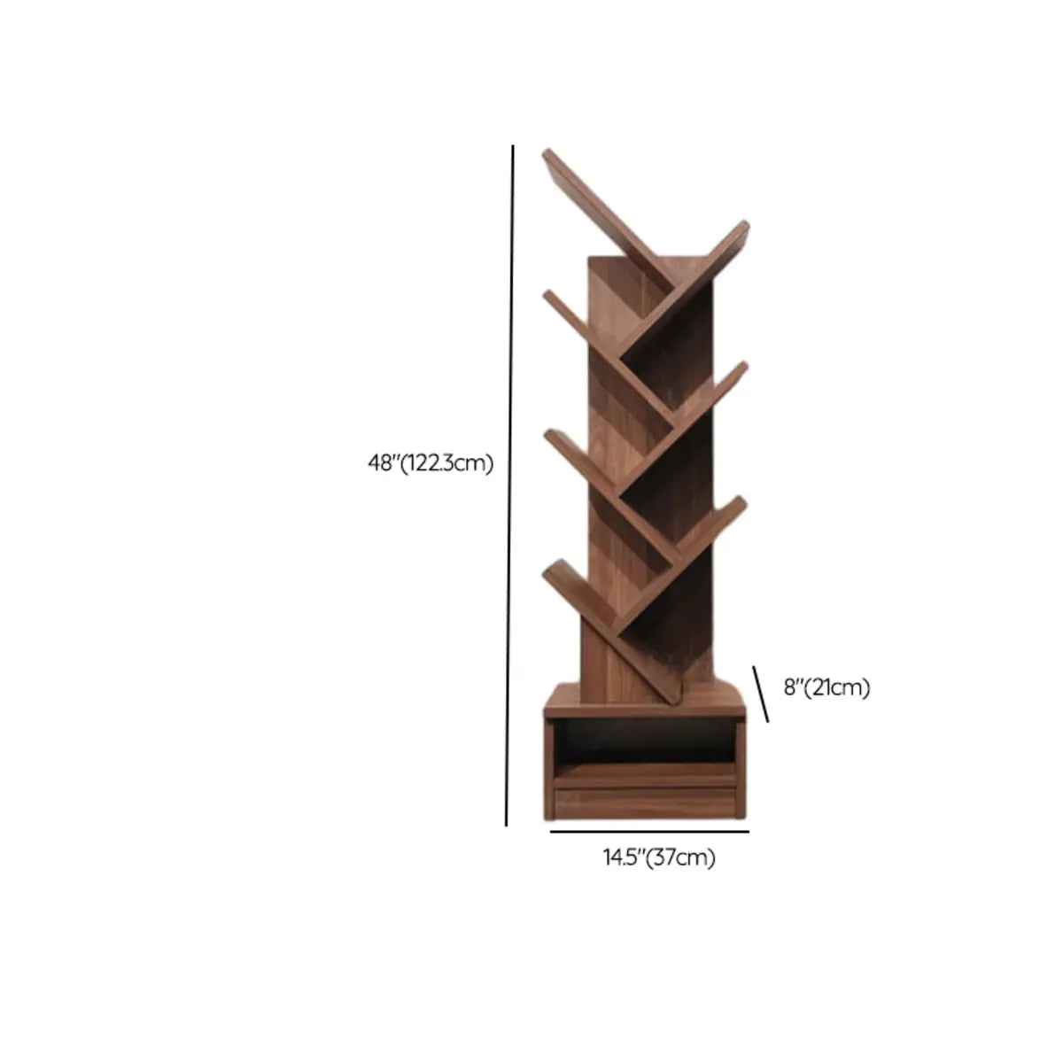 Artistic Tree Shape Wood Open Shelves Display Bookcase Image - 9
