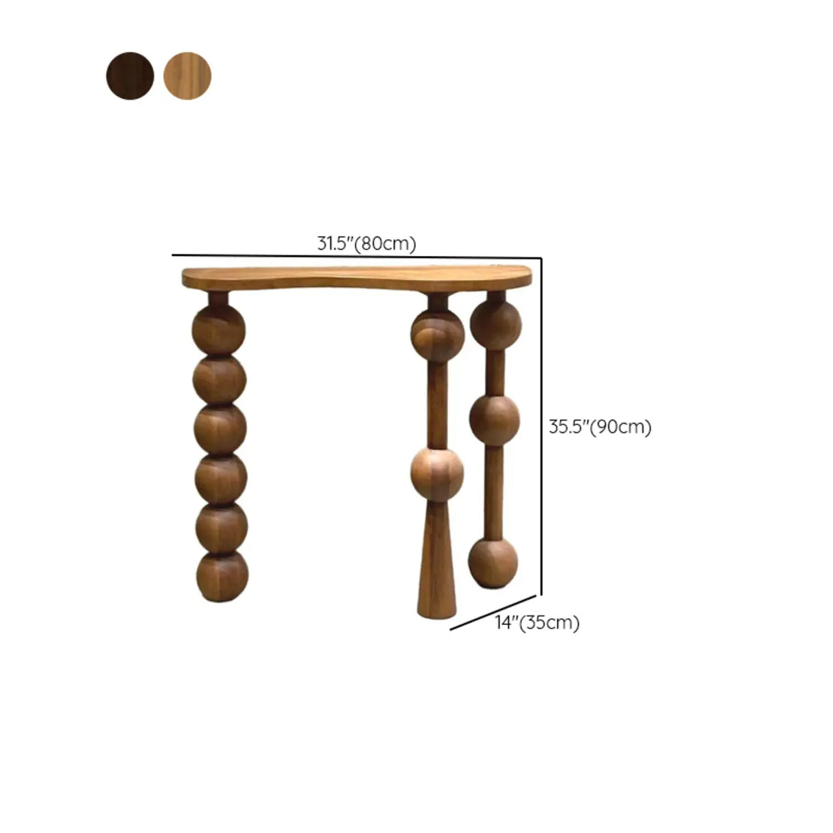 Artistic Turned Leg Walnut Wood Entry Console Table