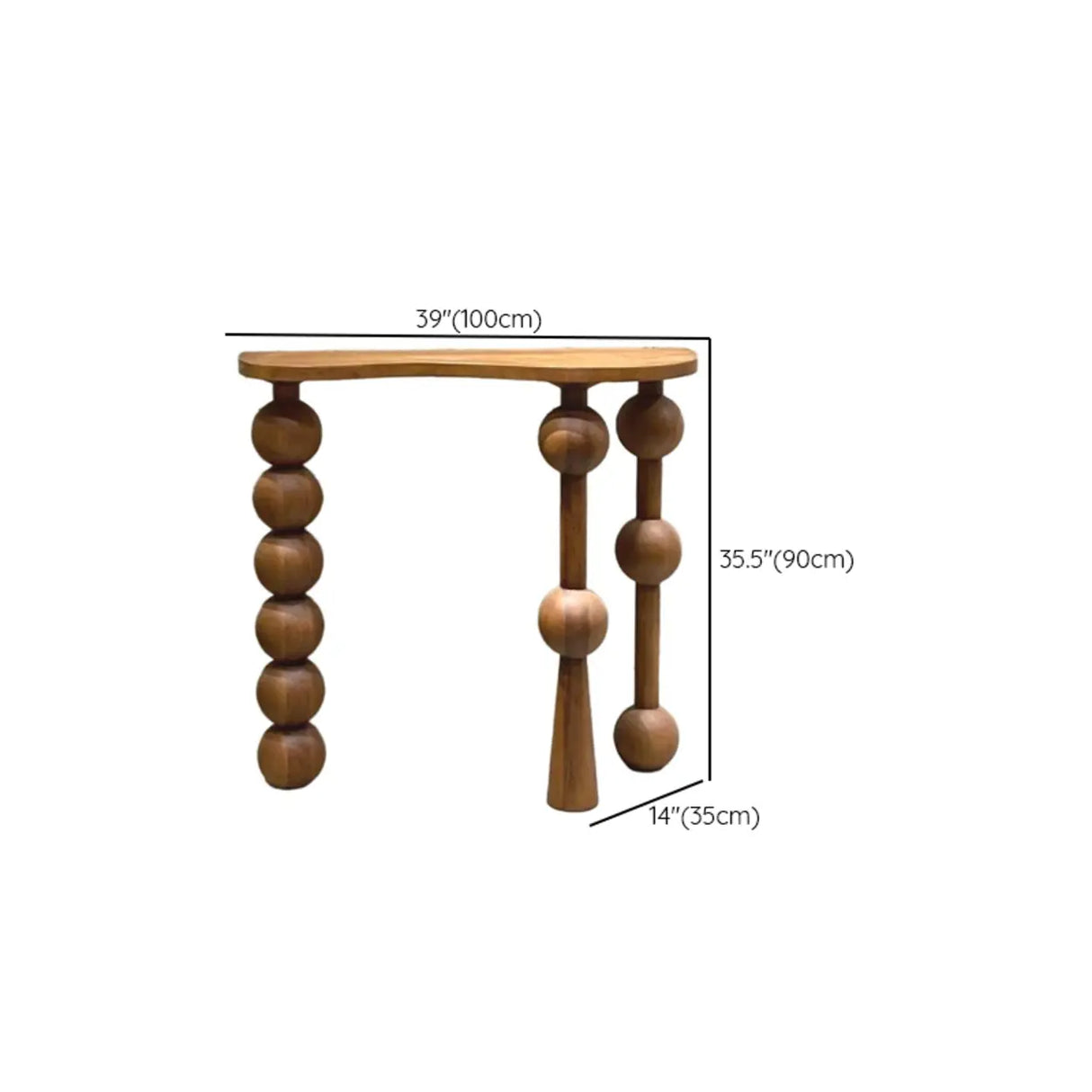 Artistic Turned Leg Walnut Wood Entry Console Table Image - 11