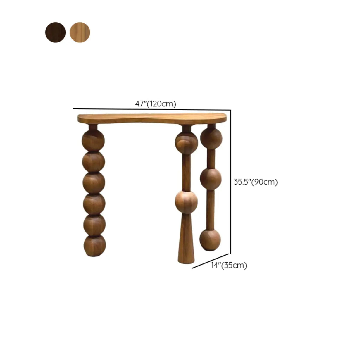 Artistic Turned Leg Walnut Wood Entry Console Table Image - 12