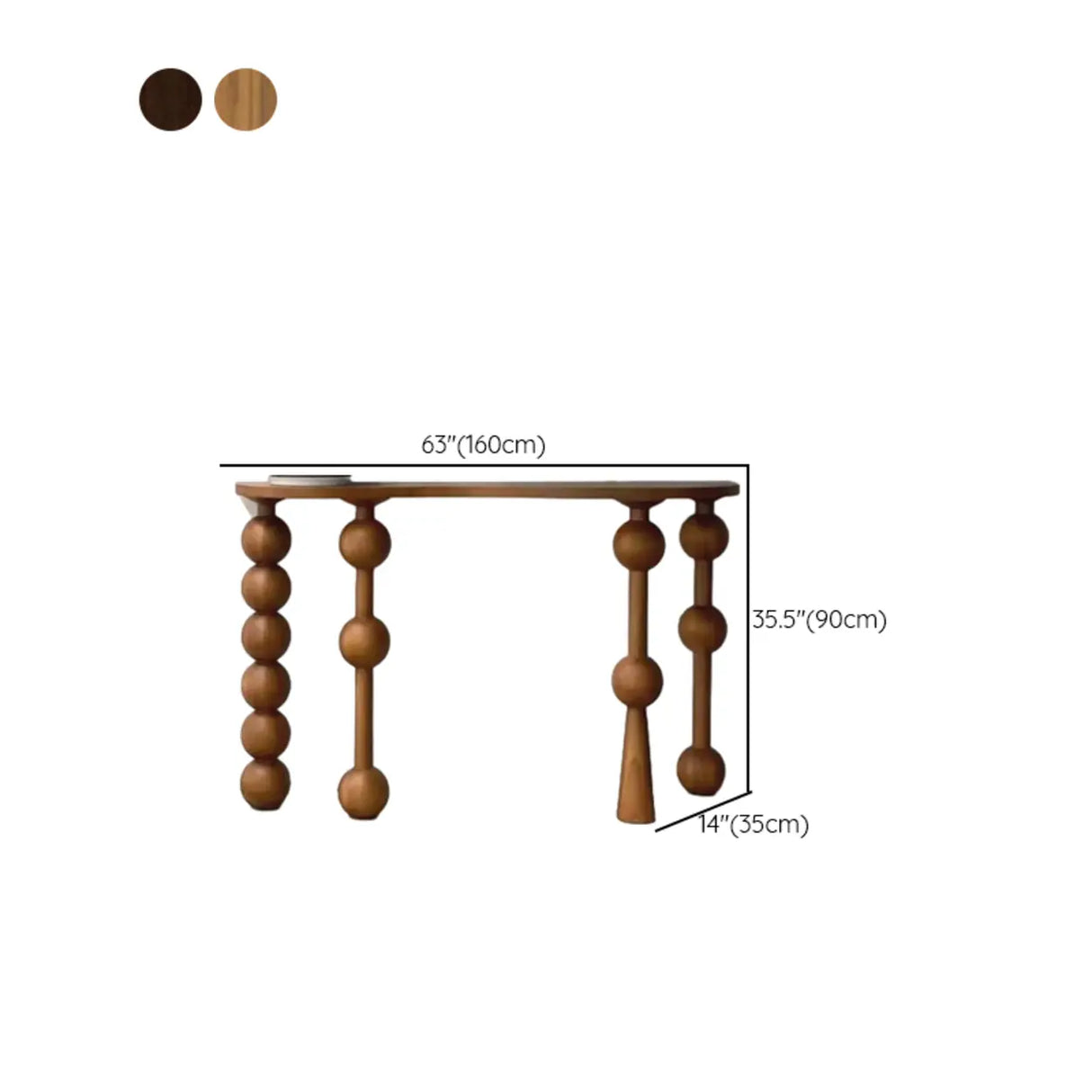 Artistic Turned Leg Walnut Wood Entry Console Table Image - 14