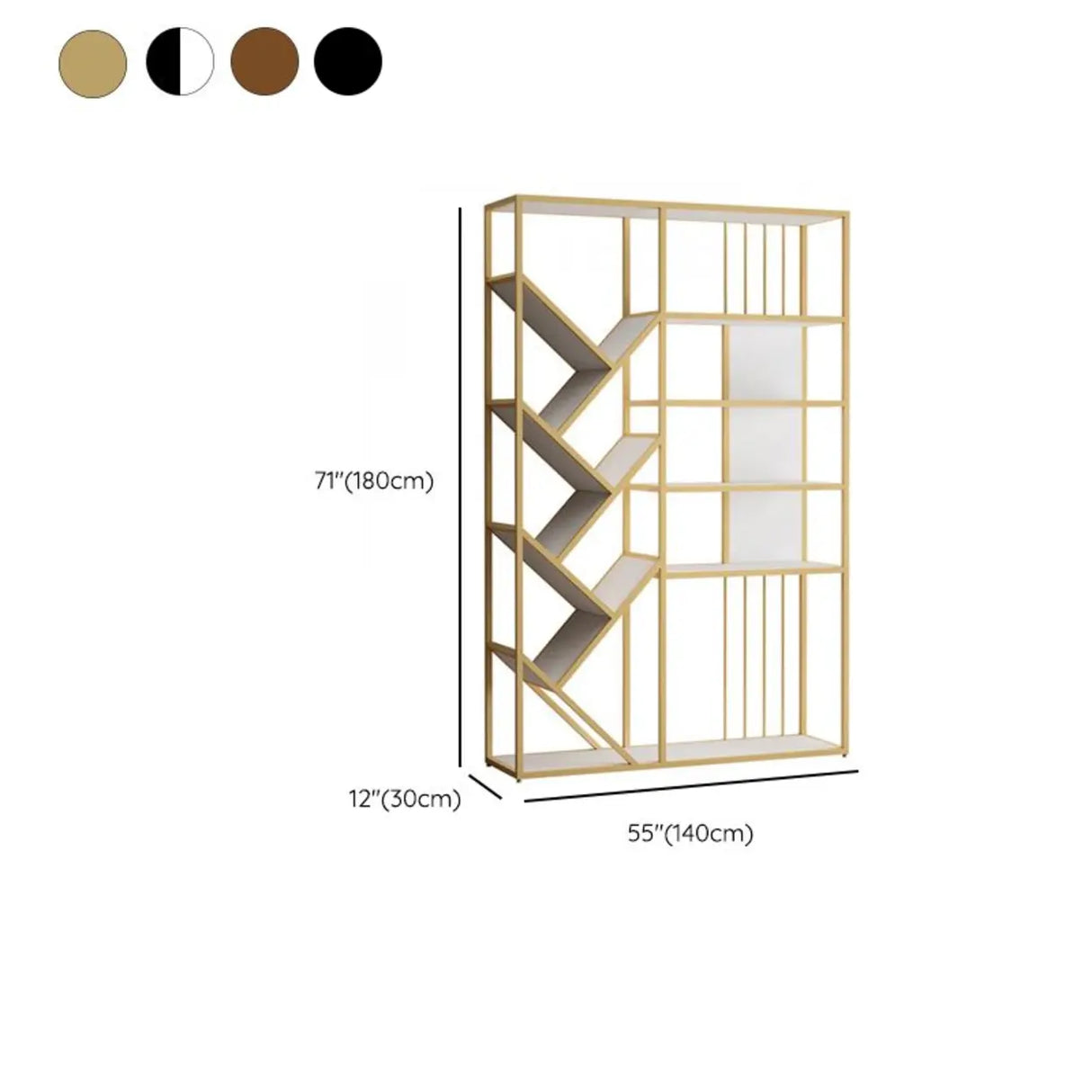 Artistic Vertical Geometric Open Etagere Large Bookshelf Image - 16