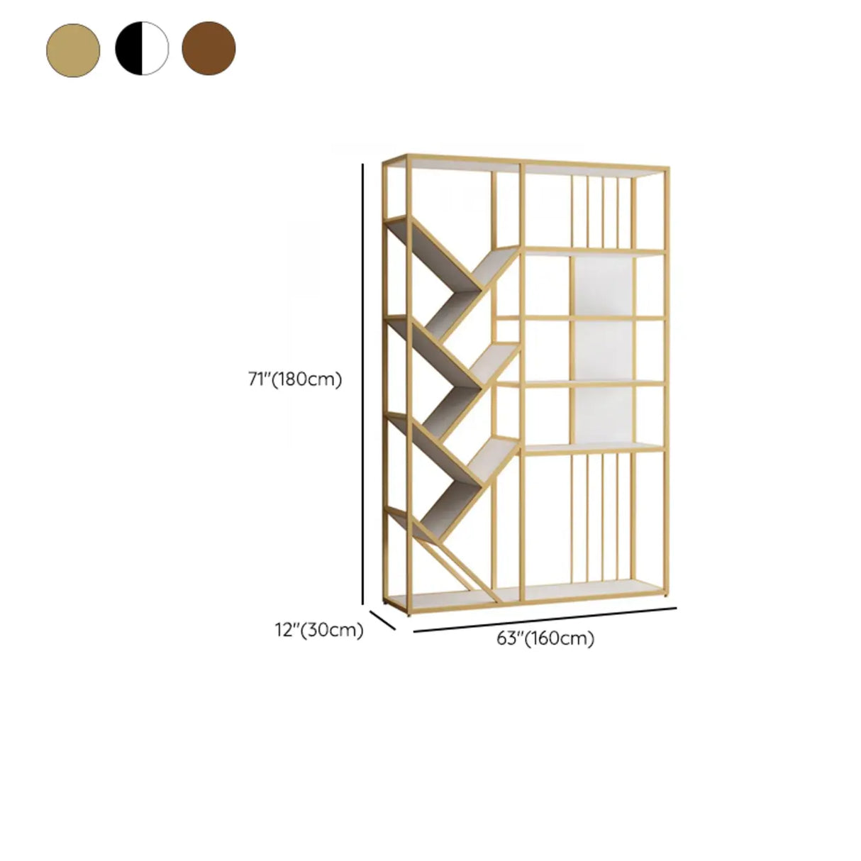 Artistic Vertical Geometric Open Etagere Large Bookshelf Image - 17