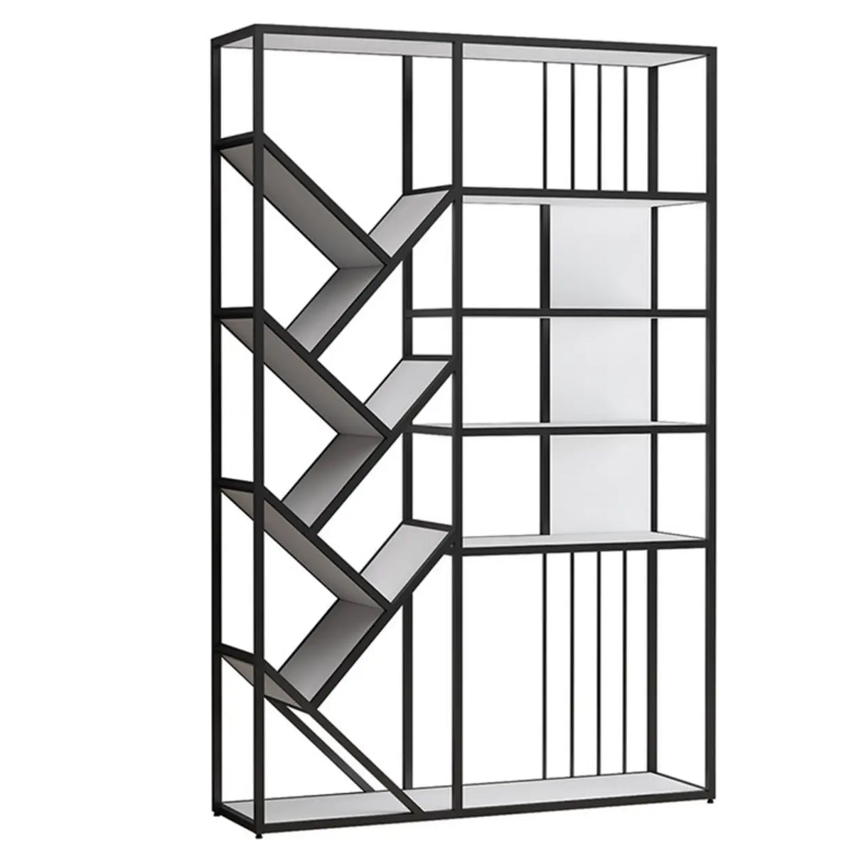 Artistic Vertical Geometric Open Etagere Large Bookshelf Image - 5