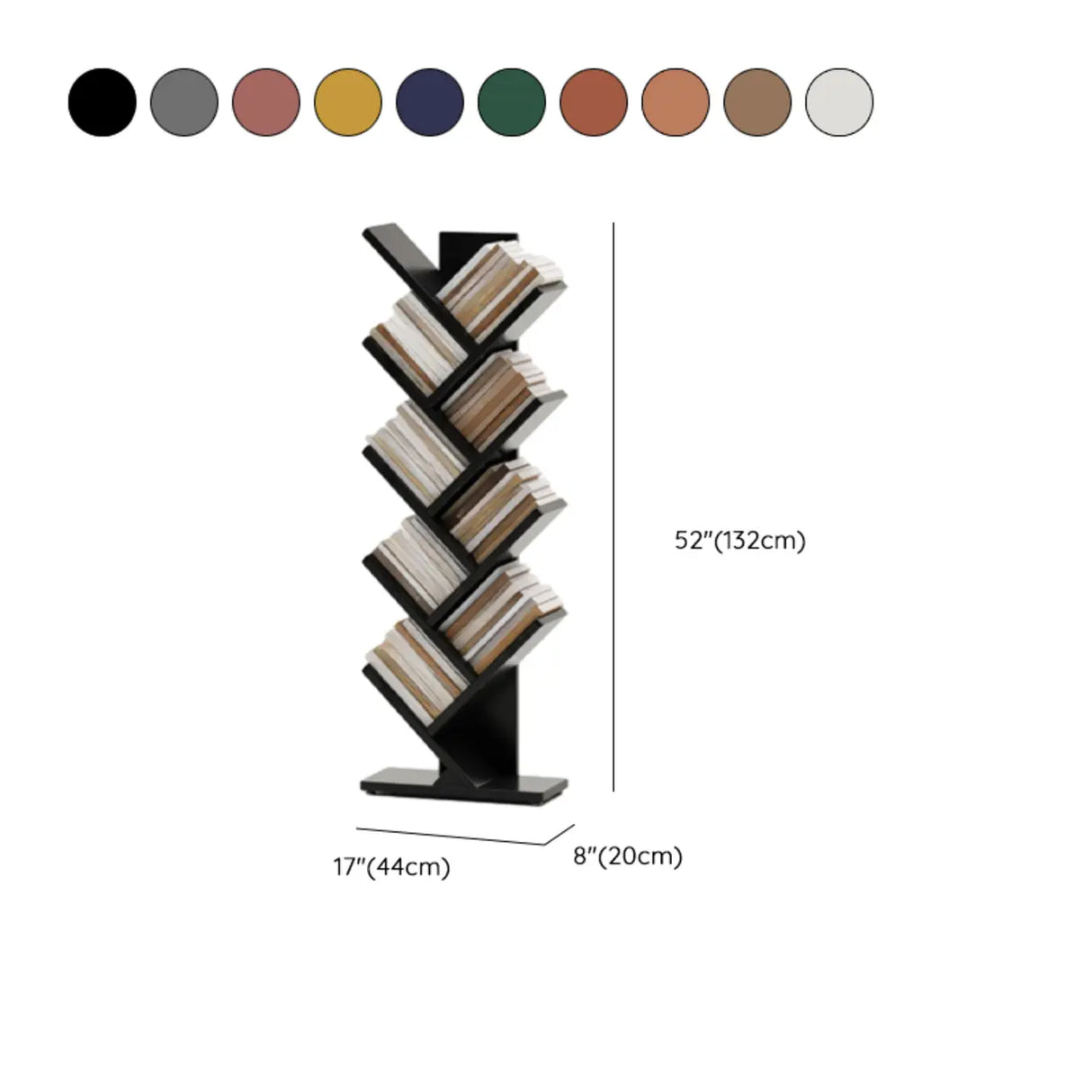 Artistic Vertical Rubberwood Branch Bookcase Black Image - 37