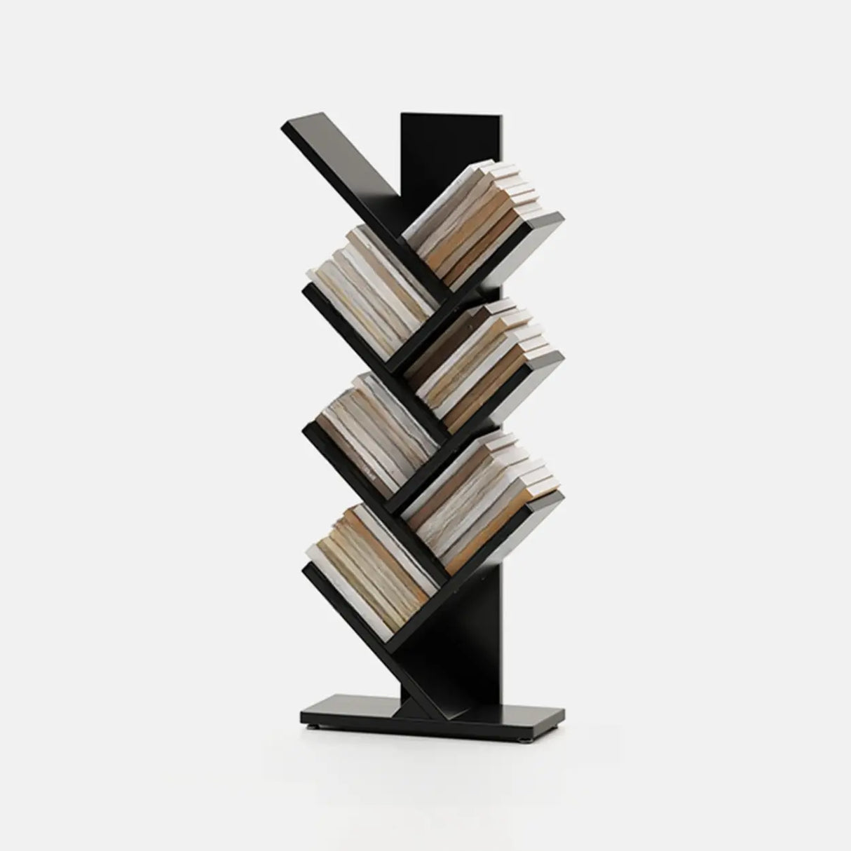 Artistic Vertical Rubberwood Branch Bookcase Black Image - 3