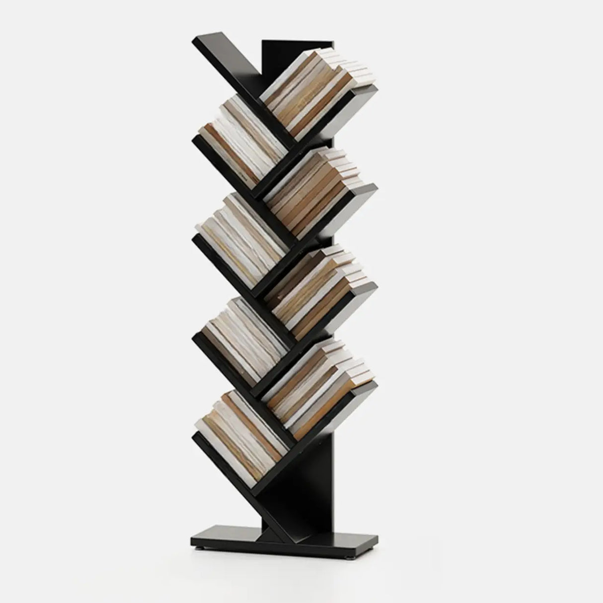 Artistic Vertical Rubberwood Branch Bookcase Black Image - 5