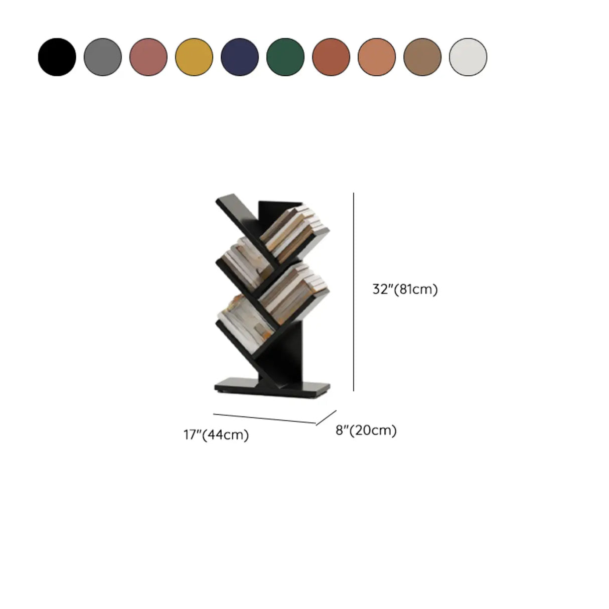 Artistic Vertical Rubberwood Branch Bookcase Black