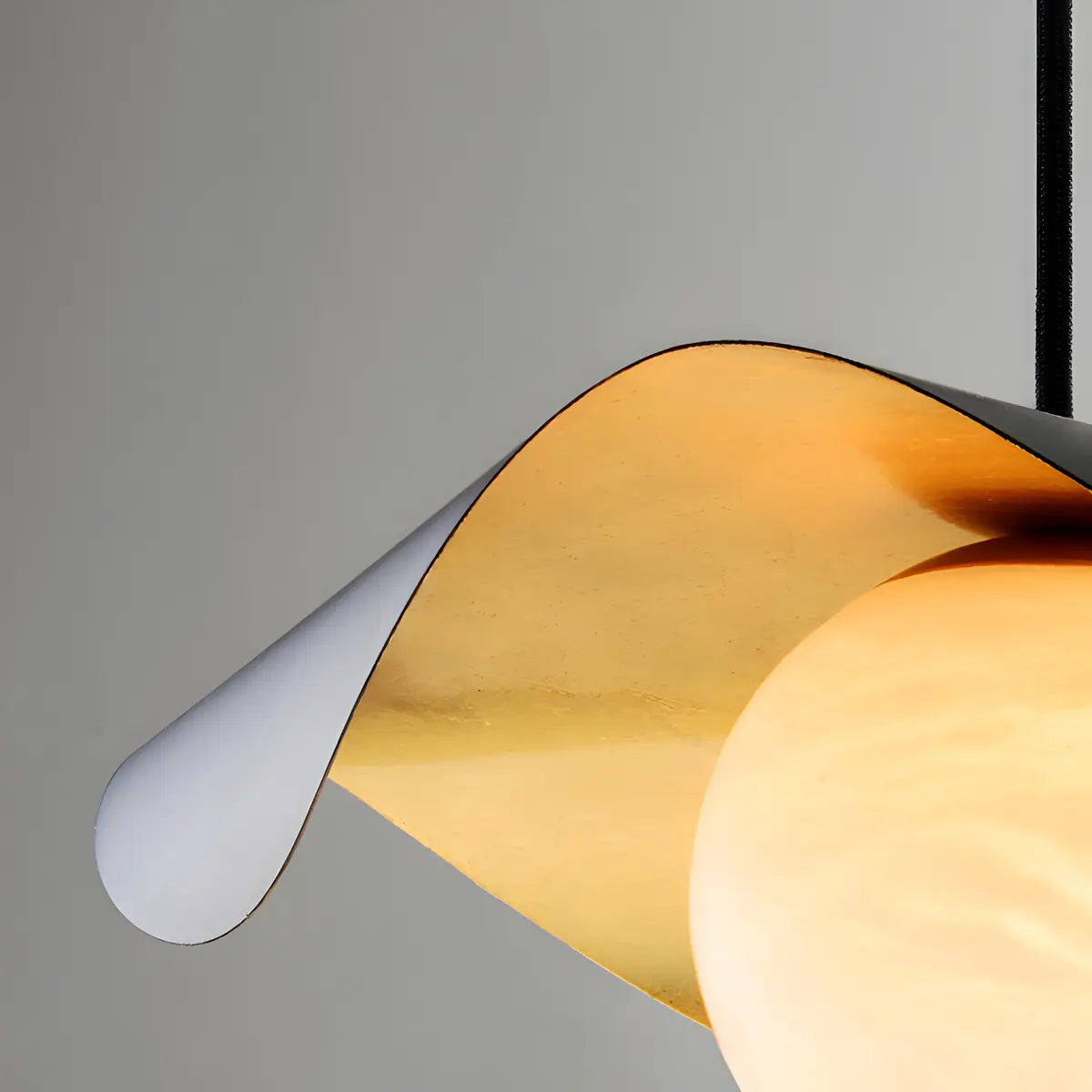 Artistic Wave Black Leaf Dining Room Alabaster Pendant Light Image - 11