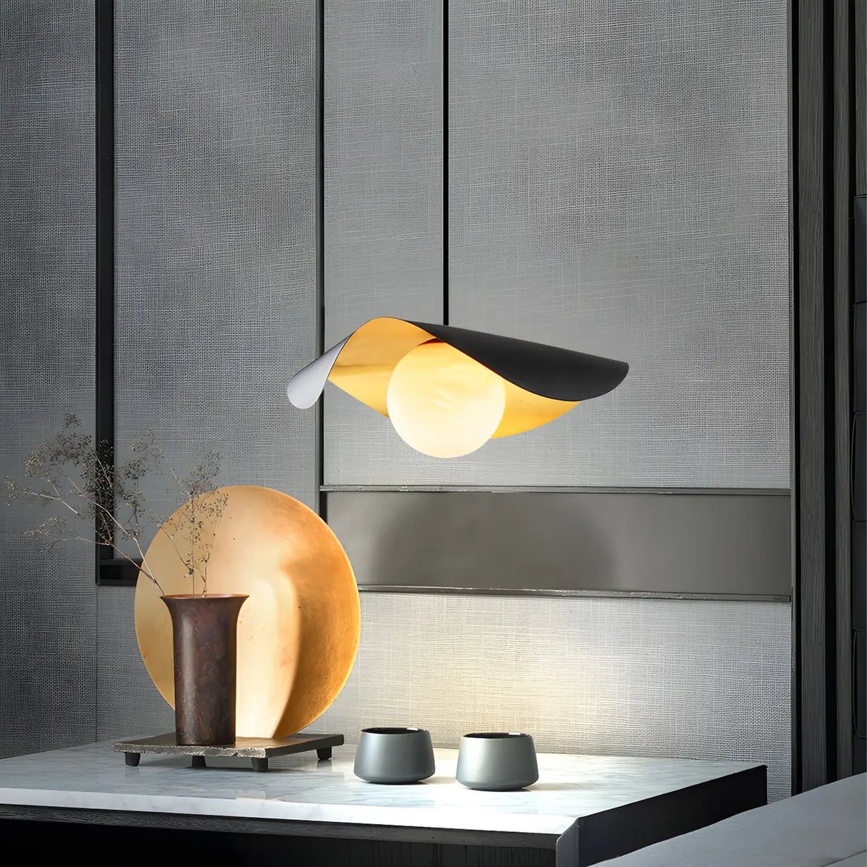 Artistic Wave Black Leaf Dining Room Alabaster Pendant Light Image - 2