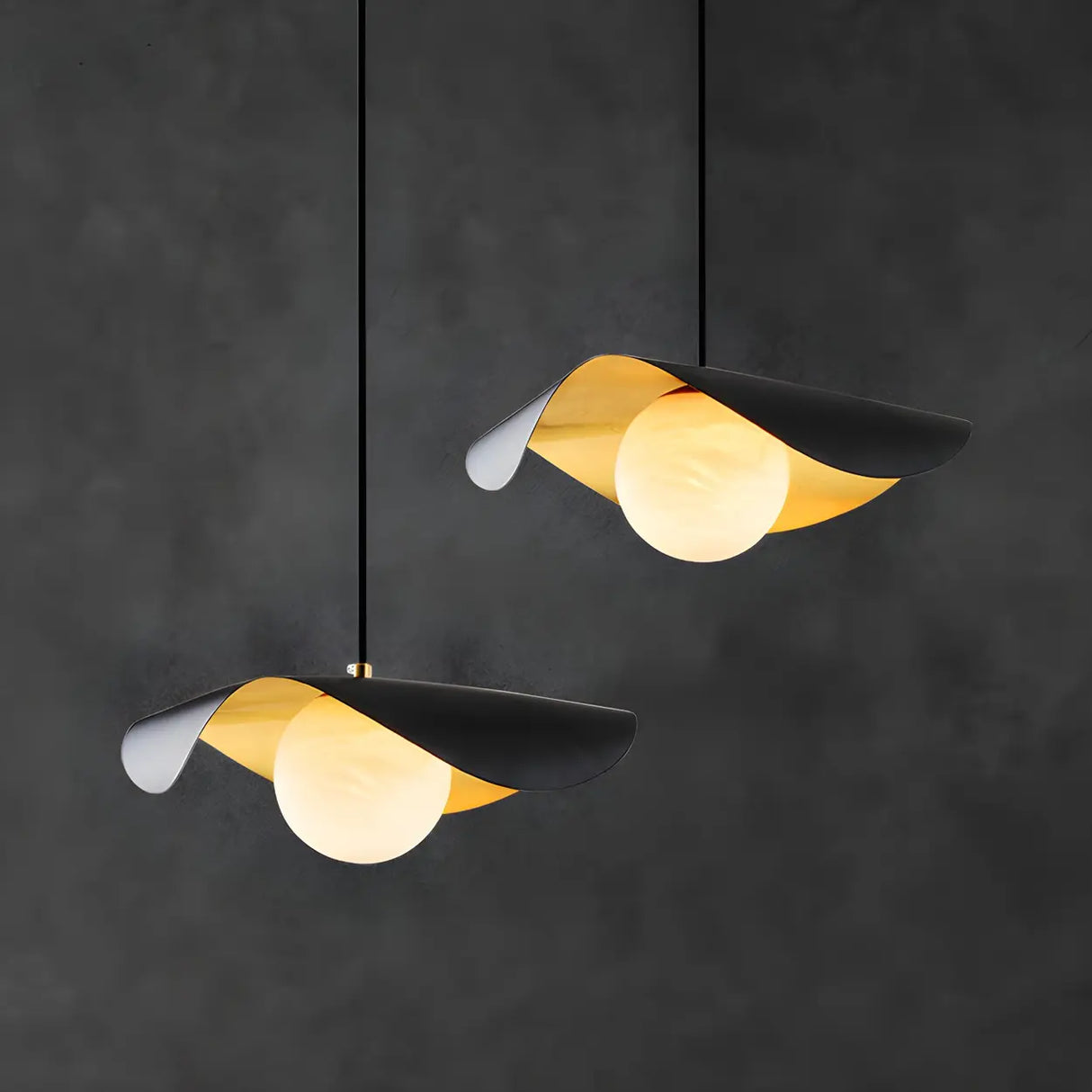 Artistic Wave Black Leaf Dining Room Alabaster Pendant Light Image - 4