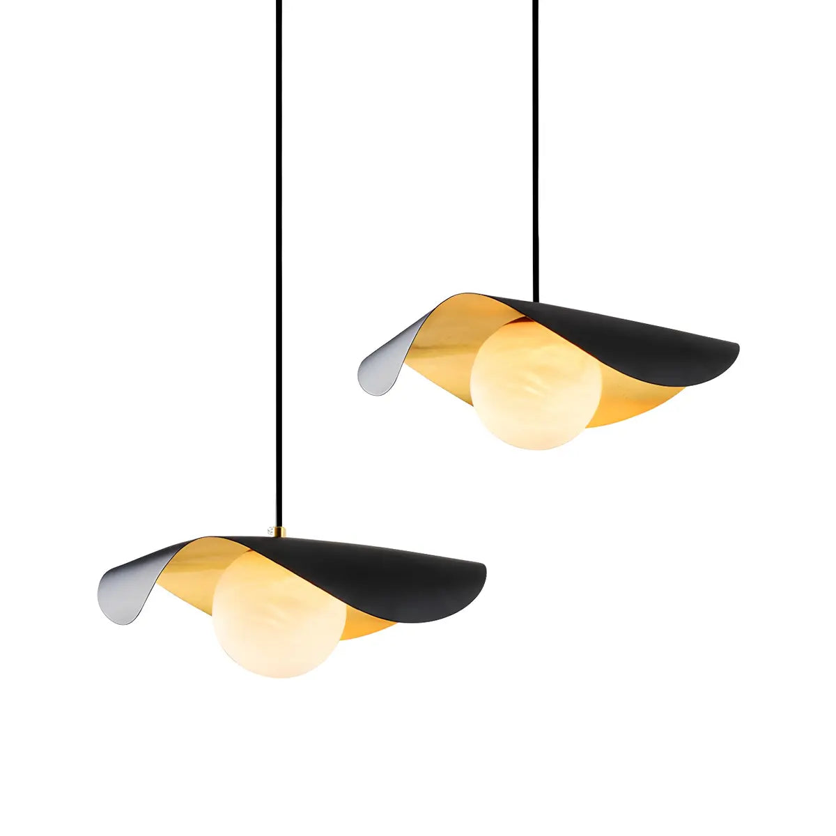 Artistic Wave Black Leaf Dining Room Alabaster Pendant Light Image - 5