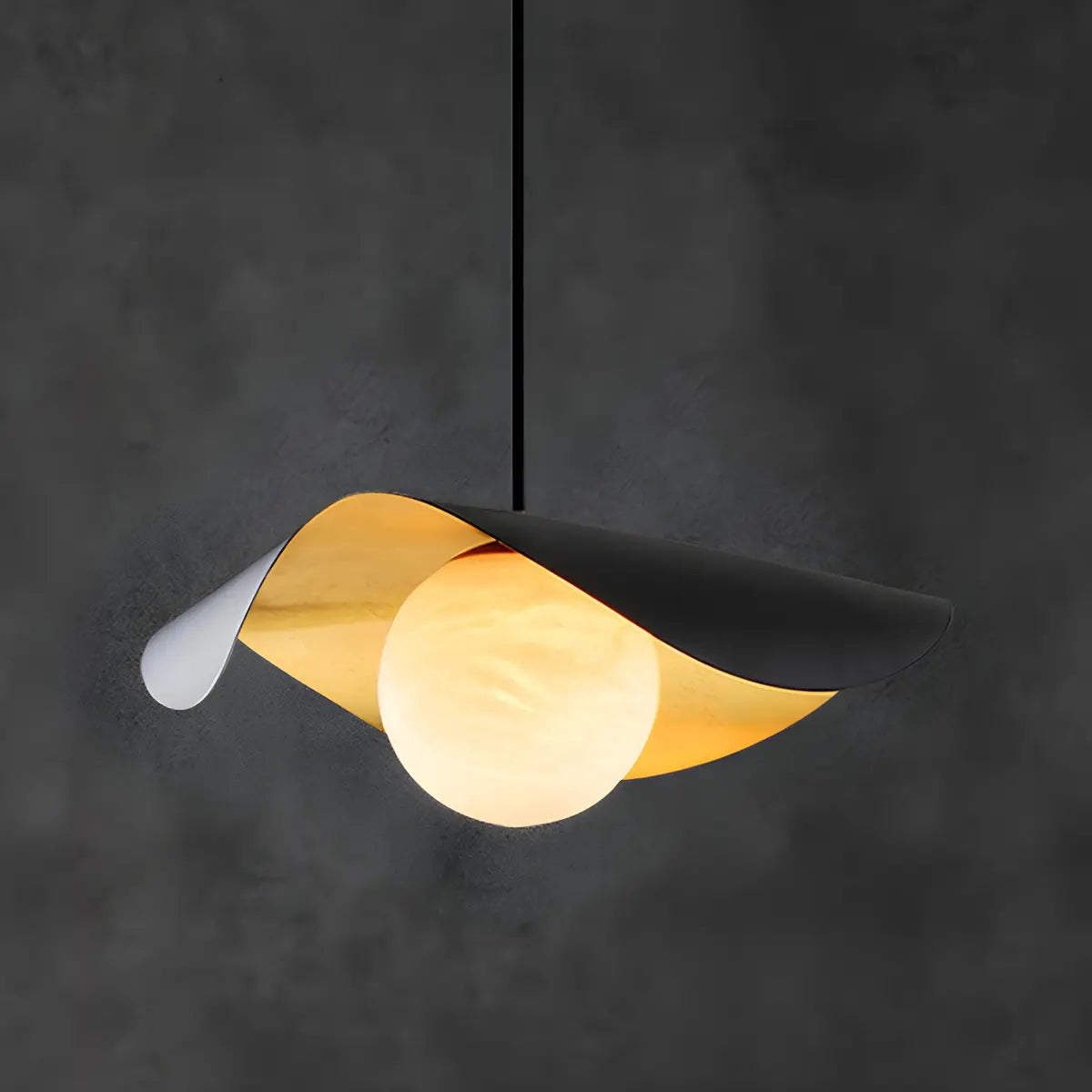 Artistic Wave Black Leaf Dining Room Alabaster Pendant Light Image - 7