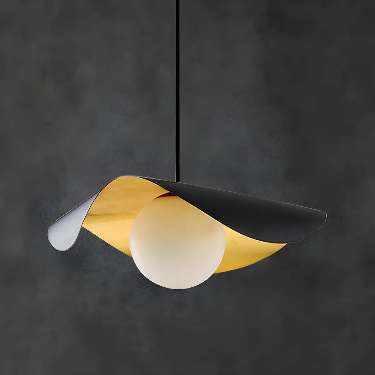 Artistic Wave Black Leaf Dining Room Alabaster Pendant Light Image - 8