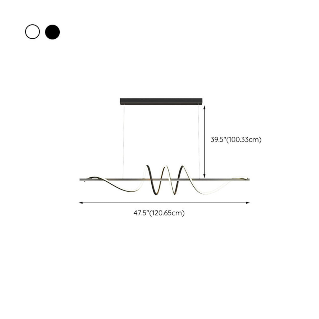 Artistic Wavy Adjustable Metal Island Ceiling Light Image - 14