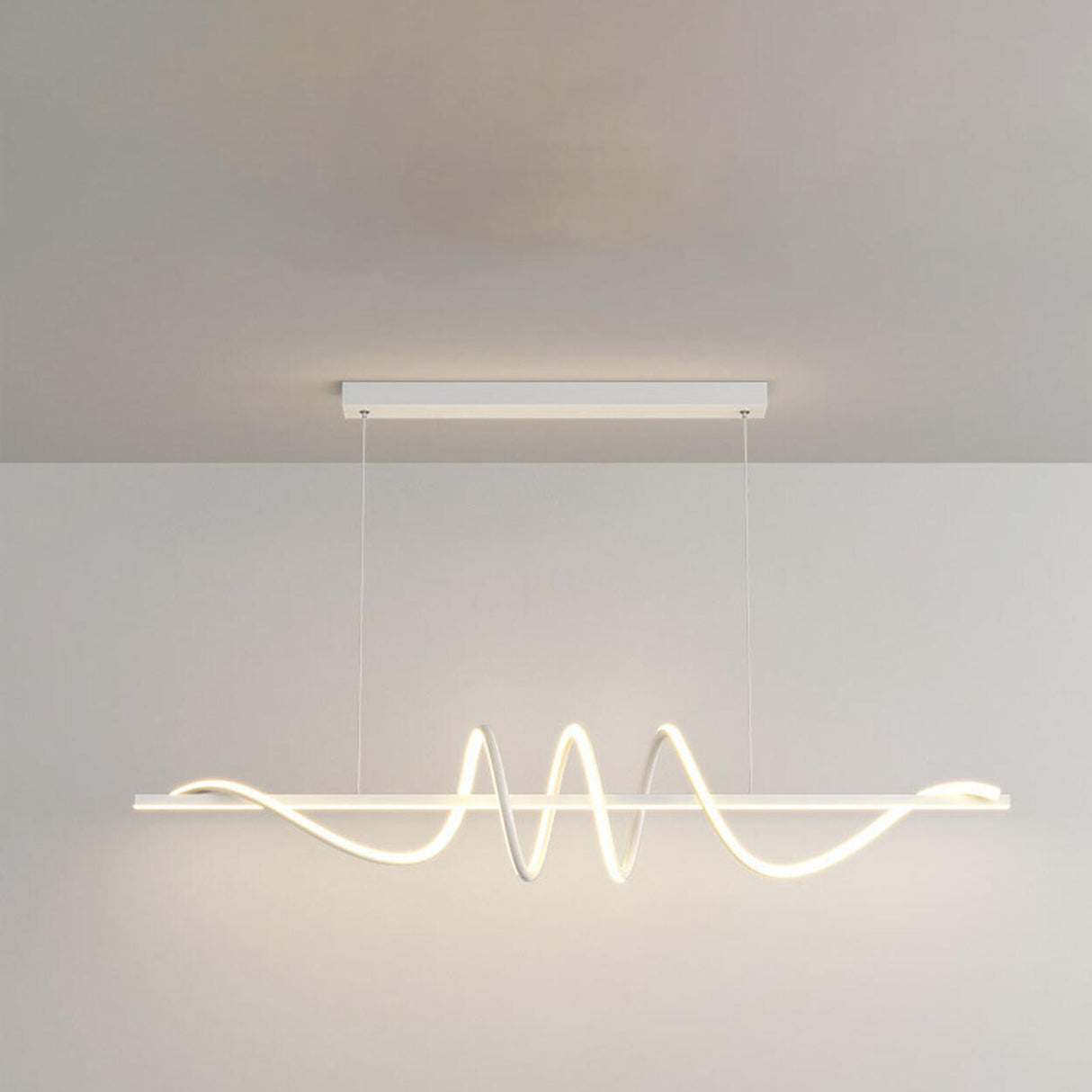 Artistic Wavy Adjustable Metal Island Ceiling Light Image - 2