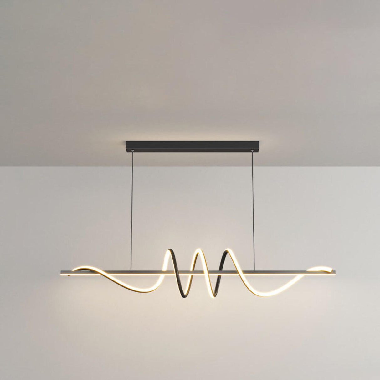 Artistic Wavy Adjustable Metal Island Ceiling Light Image - 3