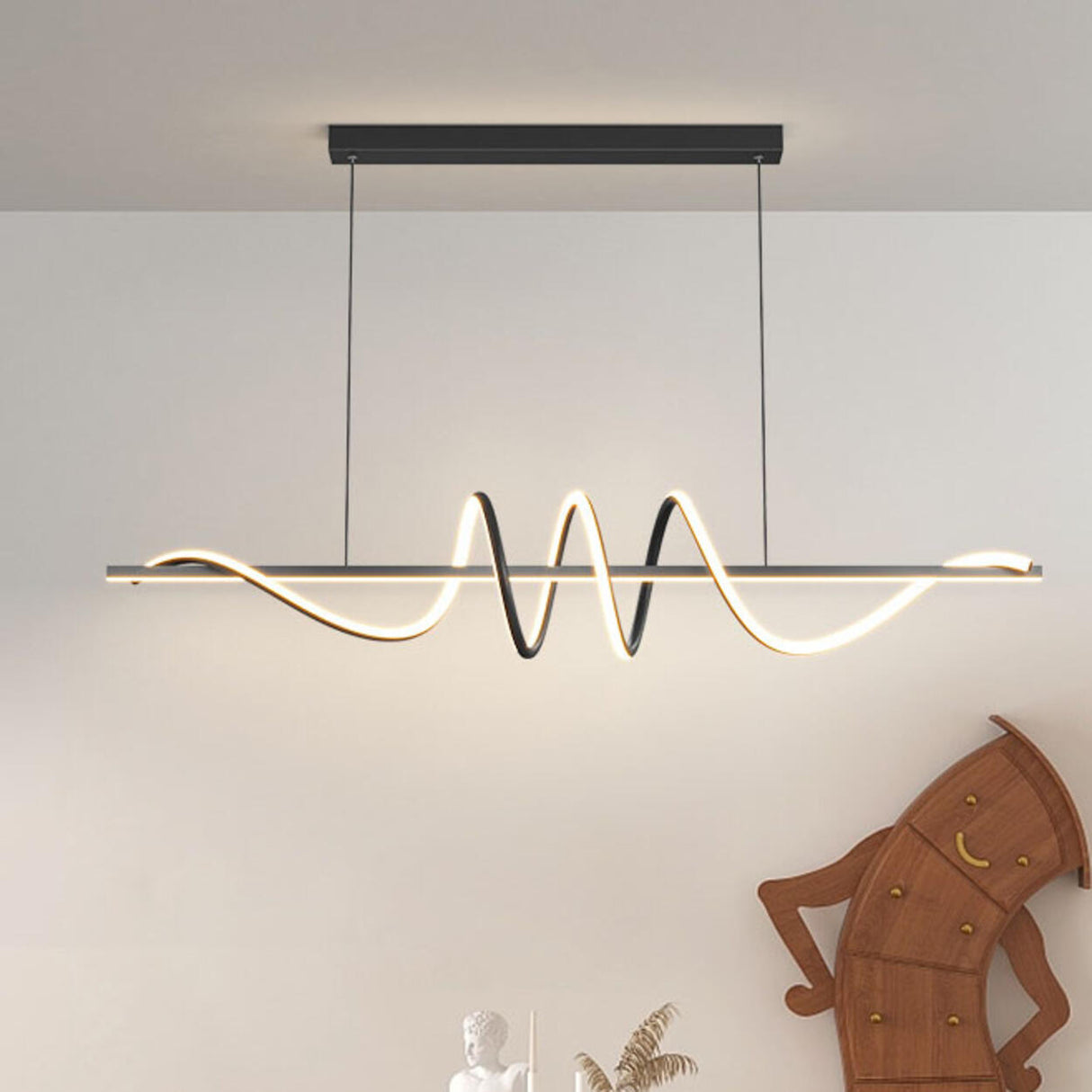 Artistic Wavy Adjustable Metal Island Ceiling Light Image - 4