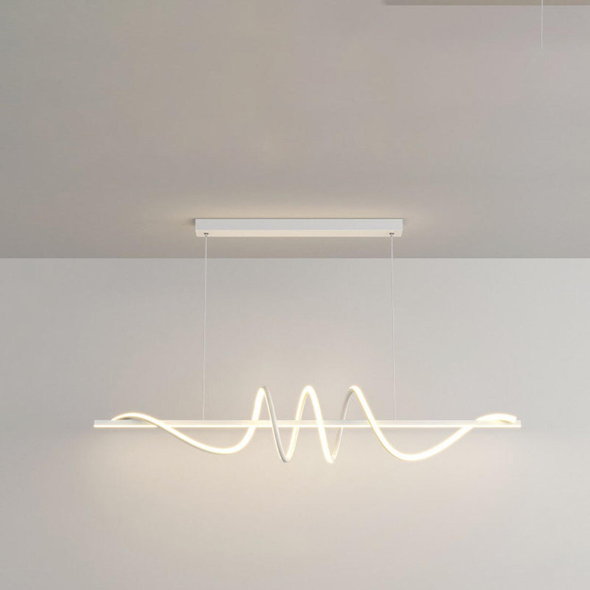 Artistic Wavy Adjustable Metal Island Ceiling Light Image - 5