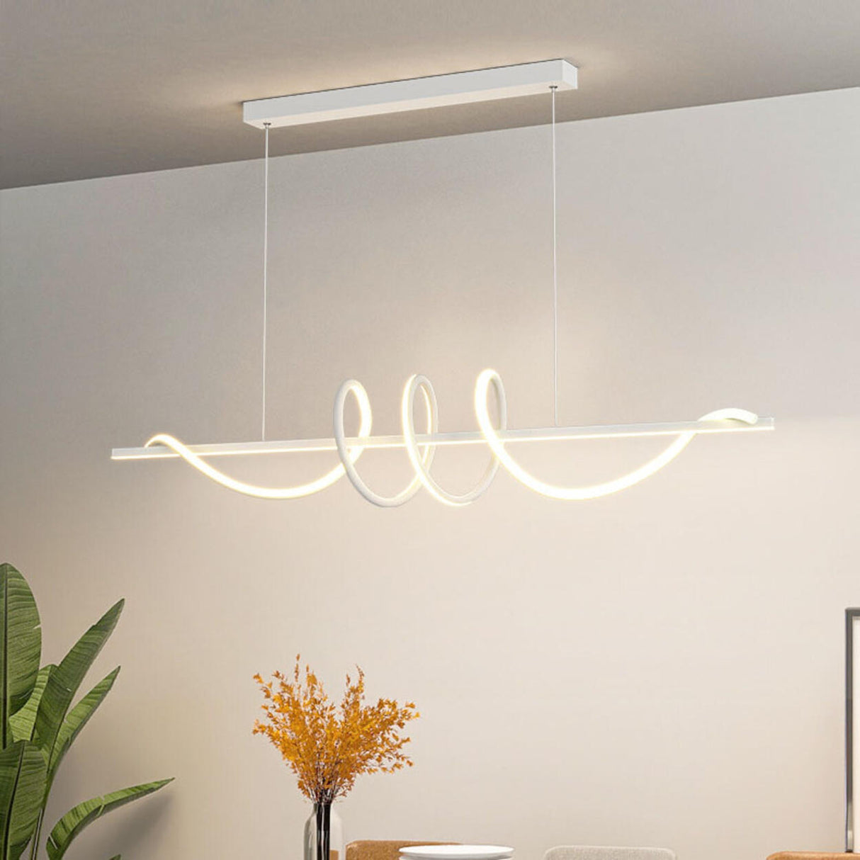 Artistic Wavy Adjustable Metal Island Ceiling Light Image - 6