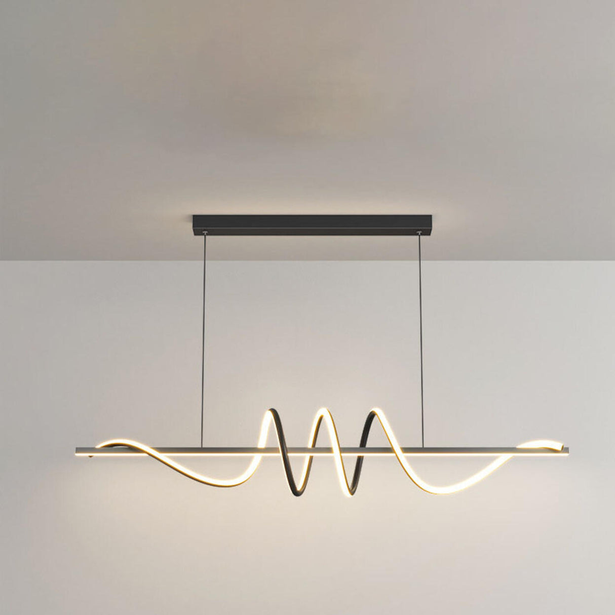 Artistic Wavy Adjustable Metal Island Ceiling Light Image - 7