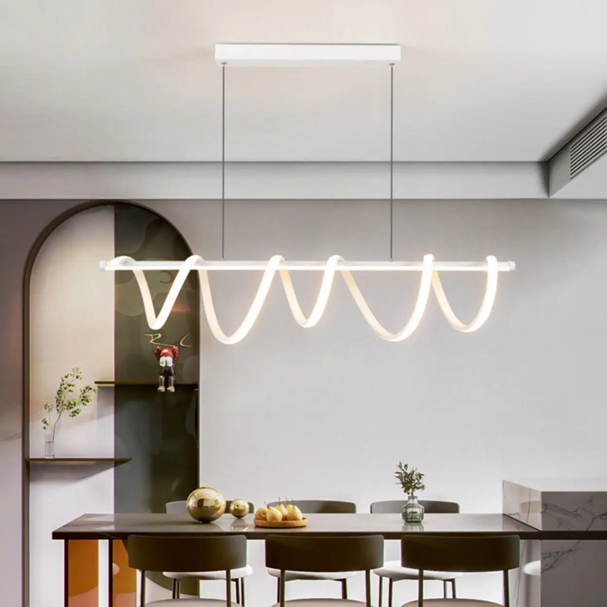 Artistic Wavy Loop Design LED Island Pendant Light Image - 15