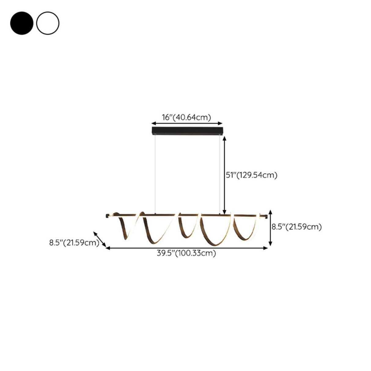 Artistic Wavy Loop Design LED Island Pendant Light