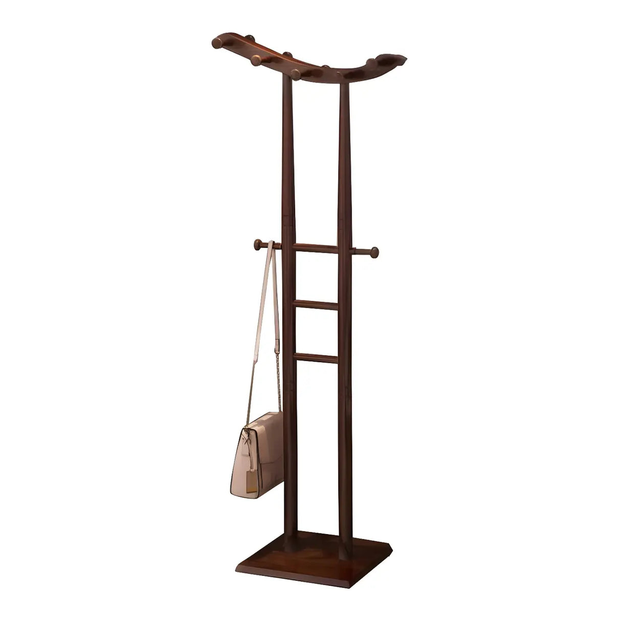 Artistic Wooden Curve Freestanding Coat Rack with Hooks Image - 19