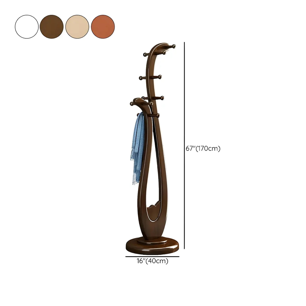 Artistic Wooden Curve Freestanding Coat Rack with Hooks