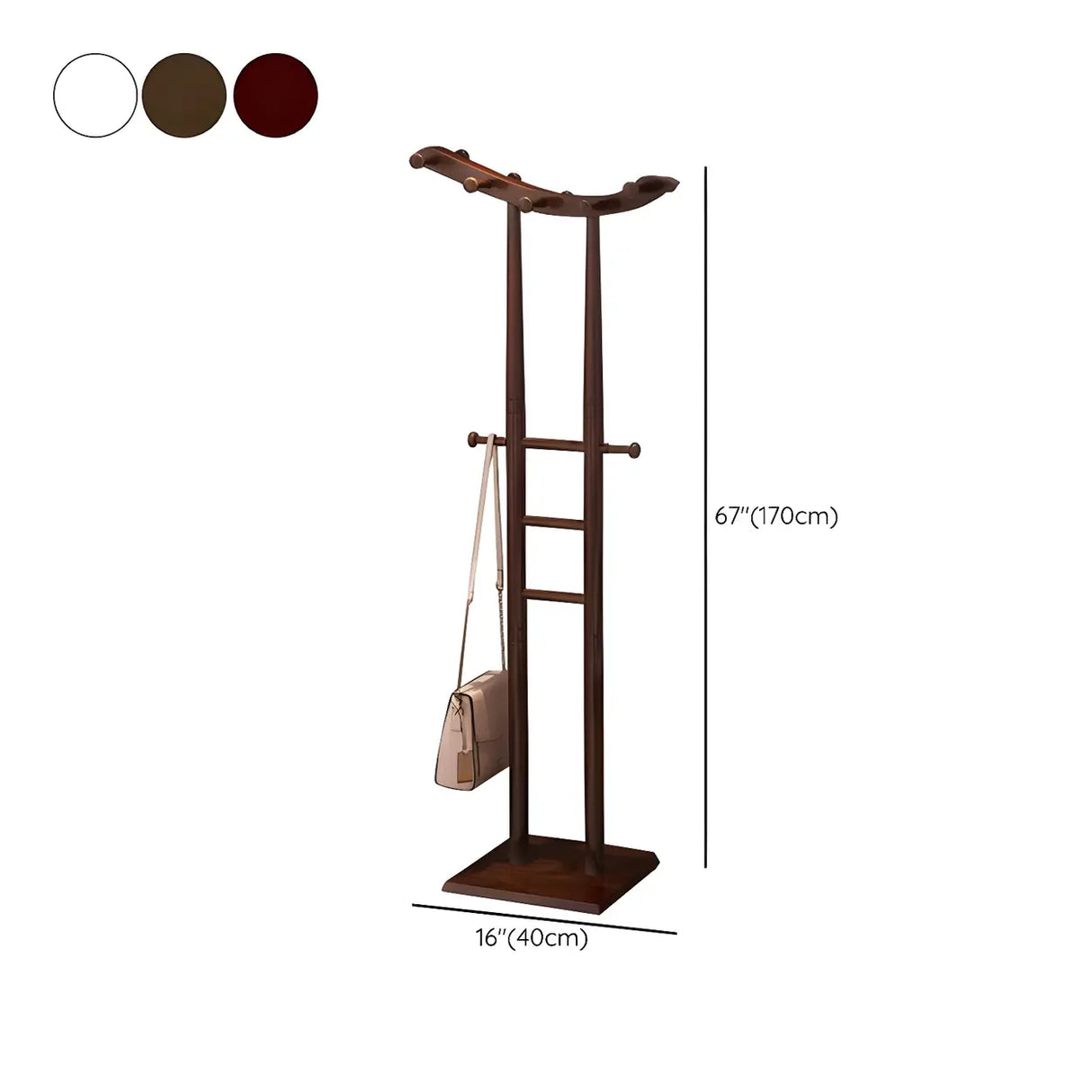 Artistic Wooden Curve Freestanding Coat Rack with Hooks Image - 21