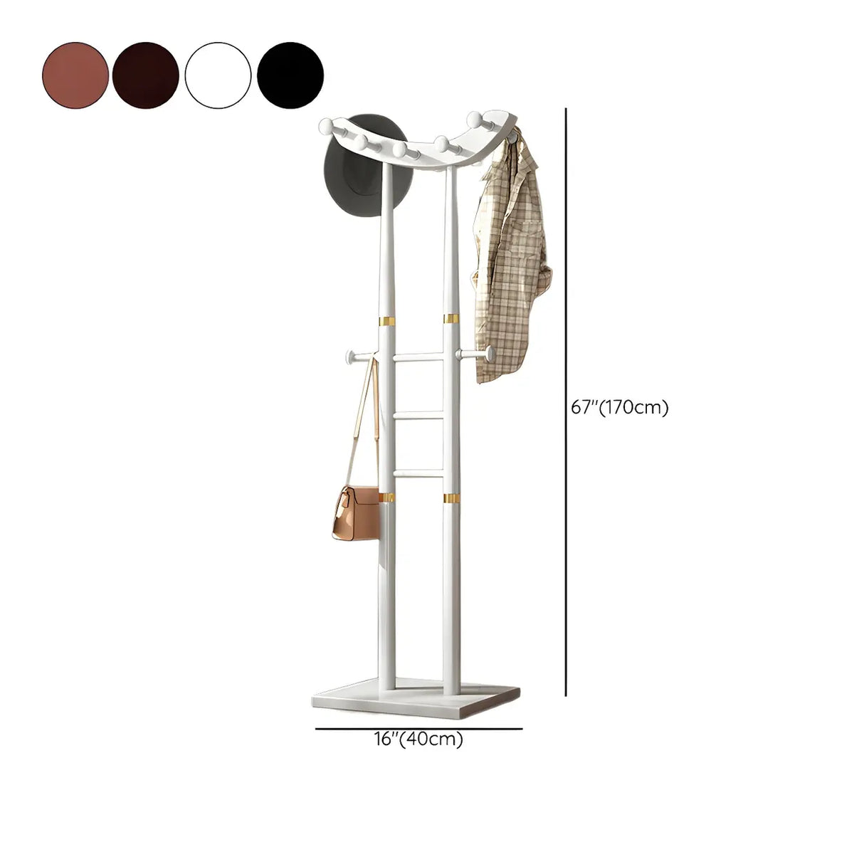 Artistic Wooden Curve Freestanding Coat Rack with Hooks Image - 22