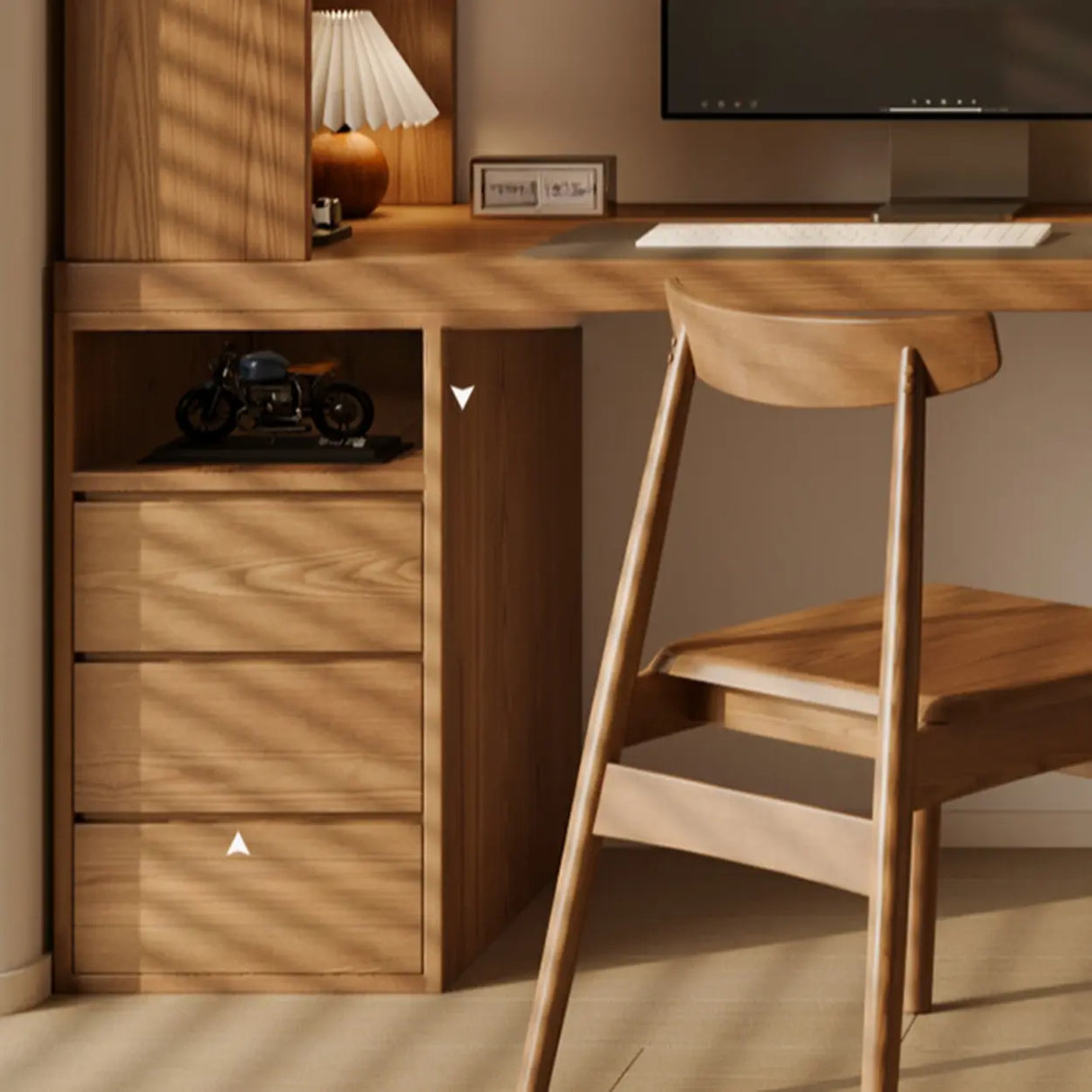 Auburn Finish Standard Wood Computer Desk with Drawers Image - 18