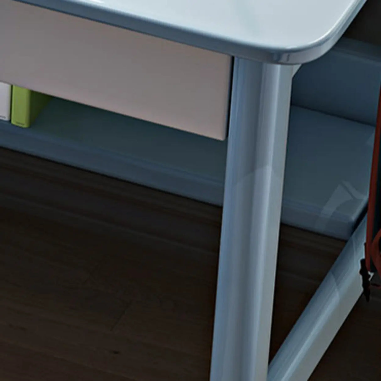 Timber Children Computer Desk with Chair, Peony/Azure Color, Container Storage, Shelf, and Drawer Image - 11