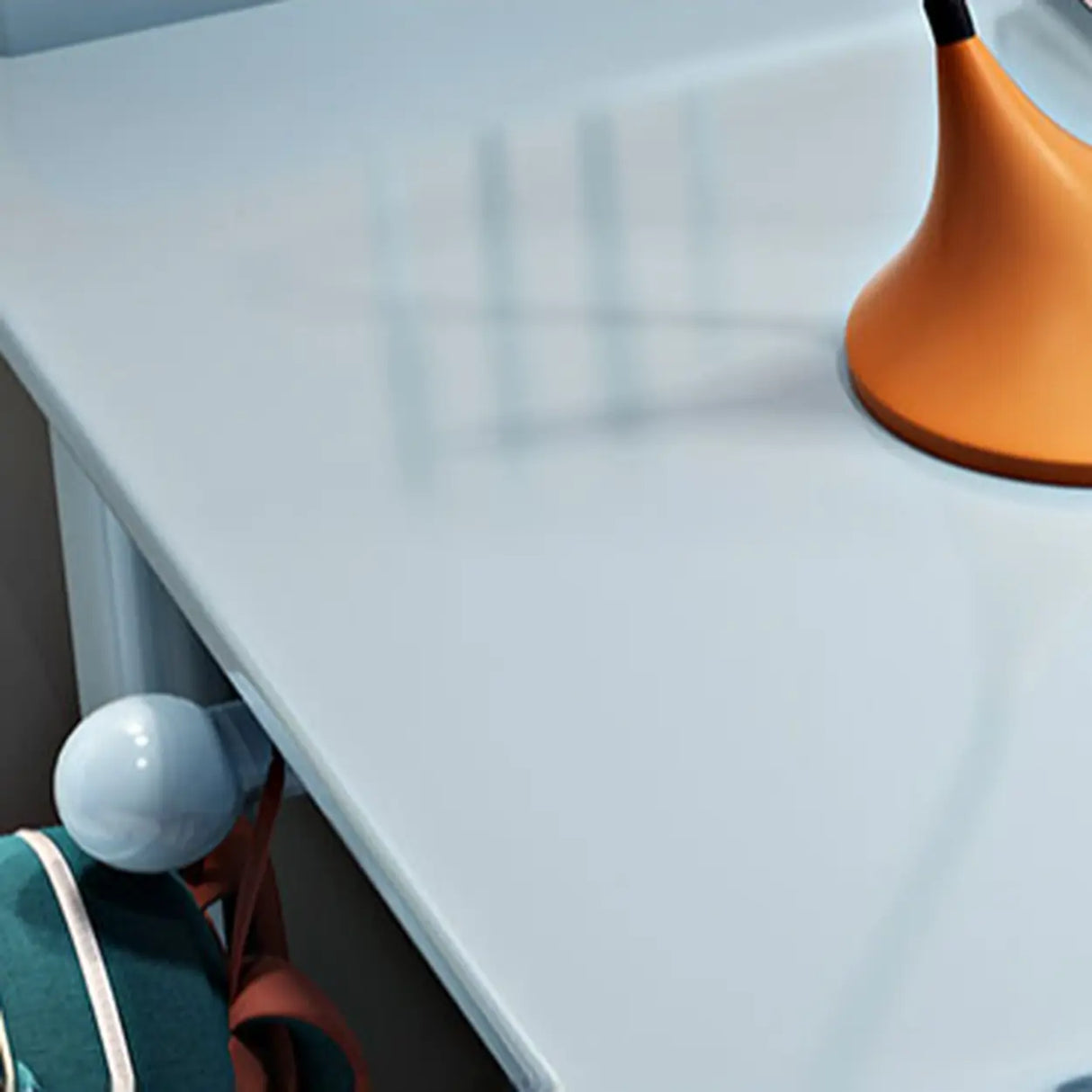 Timber Children Computer Desk with Chair, Peony/Azure Color, Container Storage, Shelf, and Drawer Image - 12