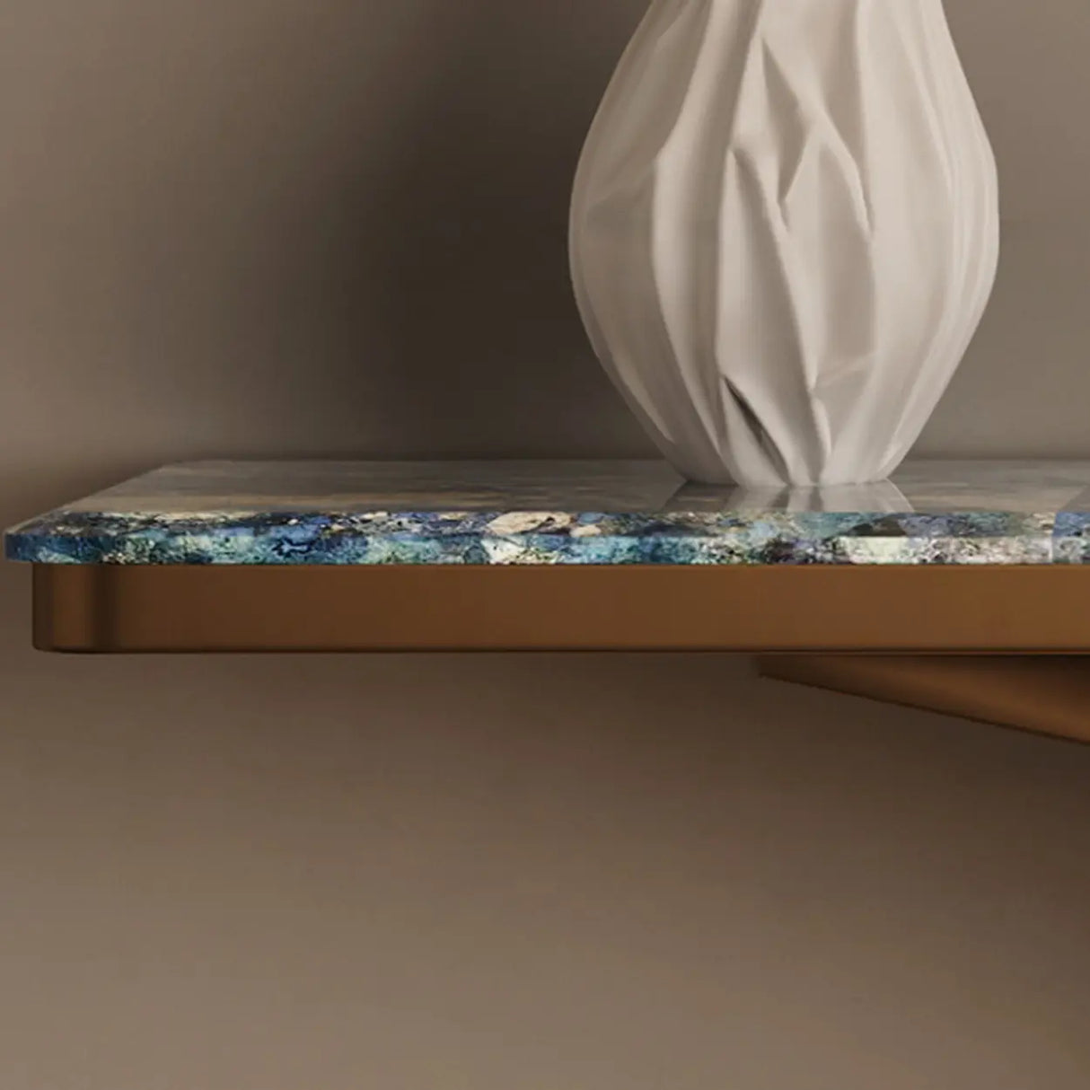 Azure Pedestal Base Marble Rectangular Top Console Table Image - 5