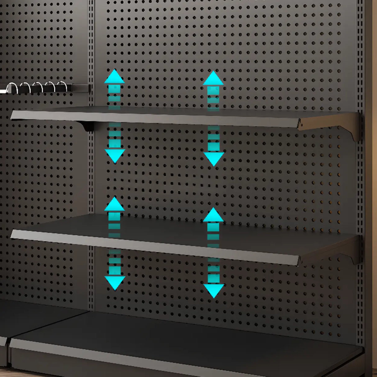 Back Plate Adjustable Metal Black Organizer Coat Rack Image - 10