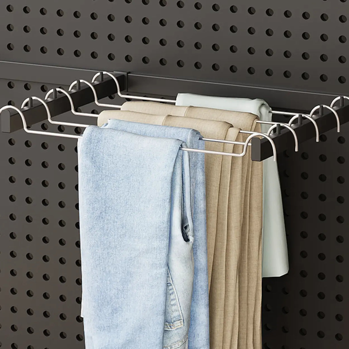 Back Plate Adjustable Metal Black Organizer Coat Rack Image - 11