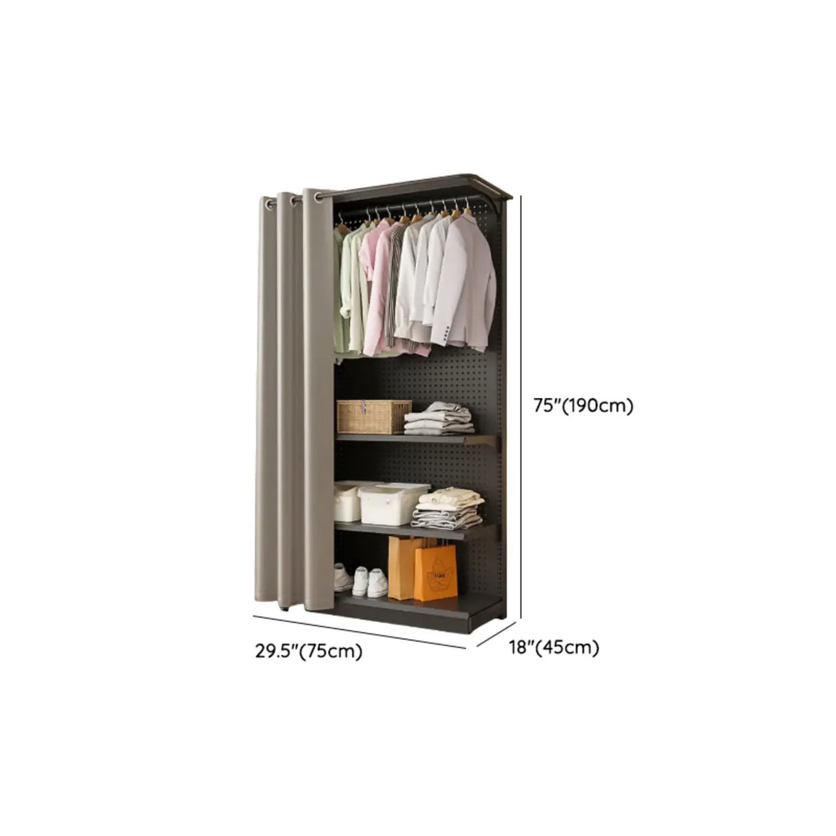 Back Plate Adjustable Metal Black Organizer Coat Rack