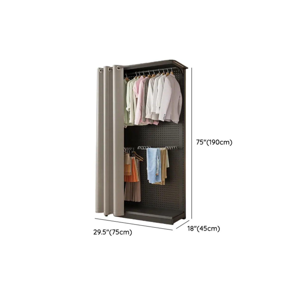 Back Plate Adjustable Metal Black Organizer Coat Rack Image - 16