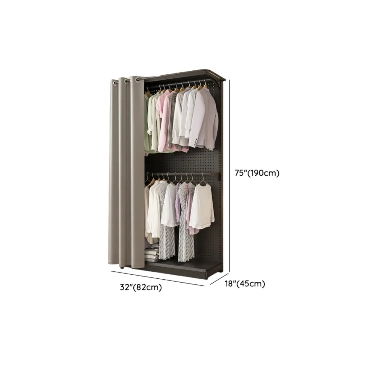 Back Plate Adjustable Metal Black Organizer Coat Rack Image - 18