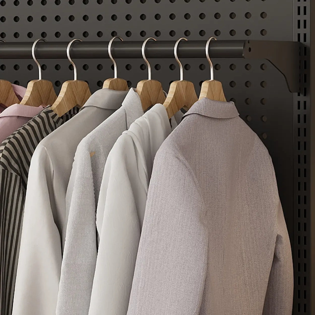 Back Plate Adjustable Metal Black Organizer Coat Rack Image - 8