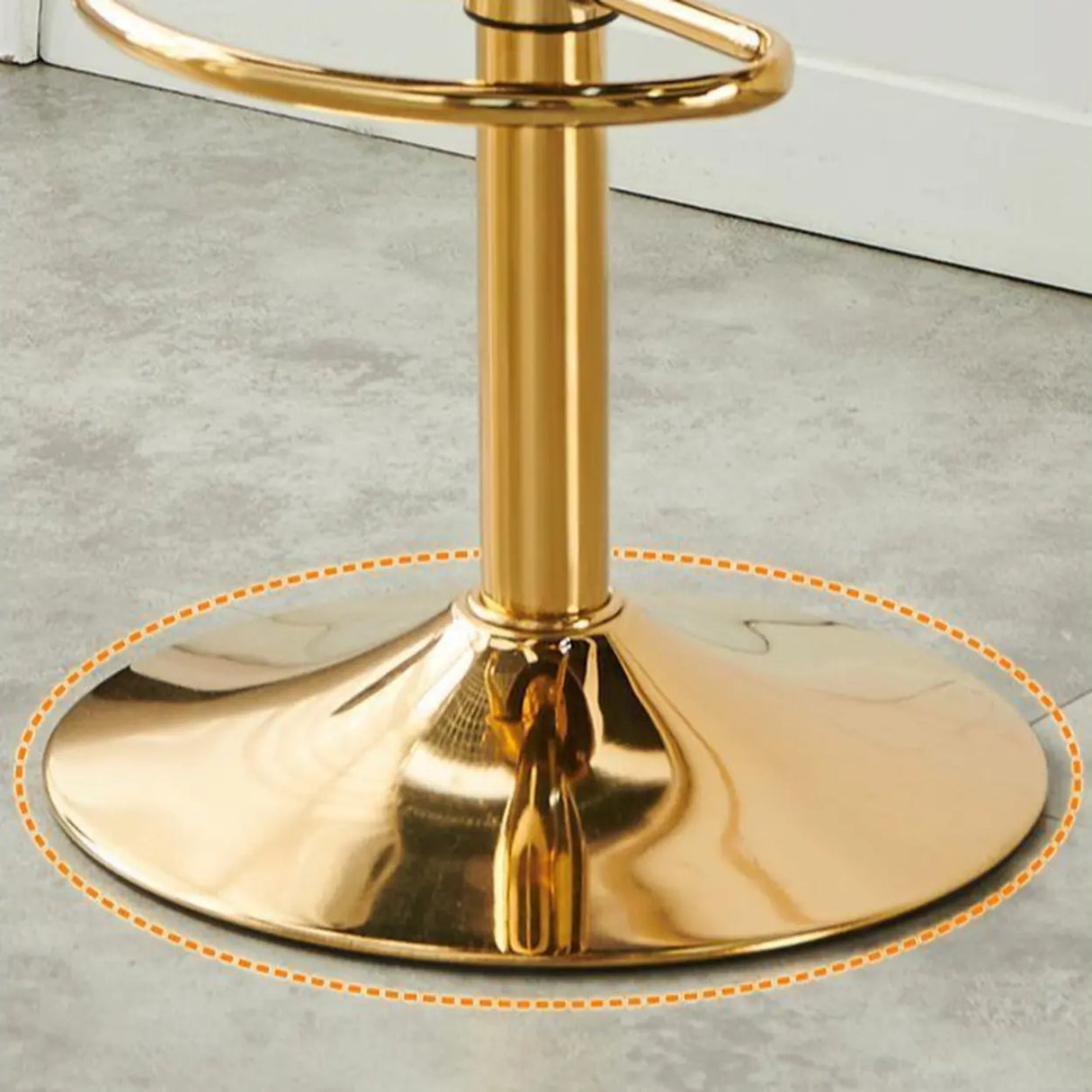 Backless Round Upholstered Gold Metal Base Bar Stool Image - 4