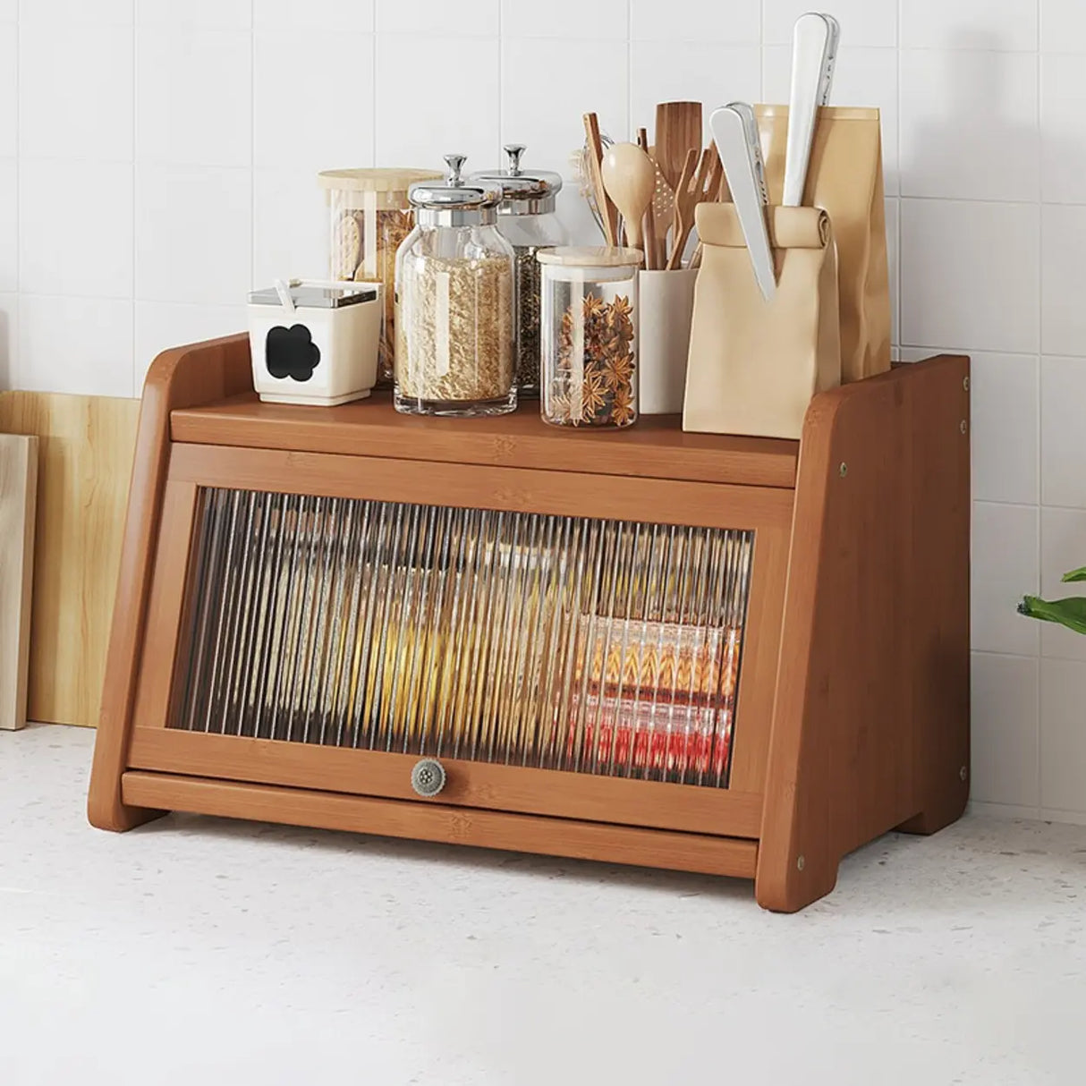 Bamboo Desktop Stand Ladder Natural Display Cabinet Image - 4