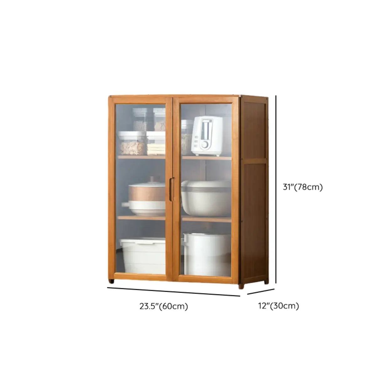 Bamboo Kitchen Hutch Brown 7 Shelves Tall China Cabinet