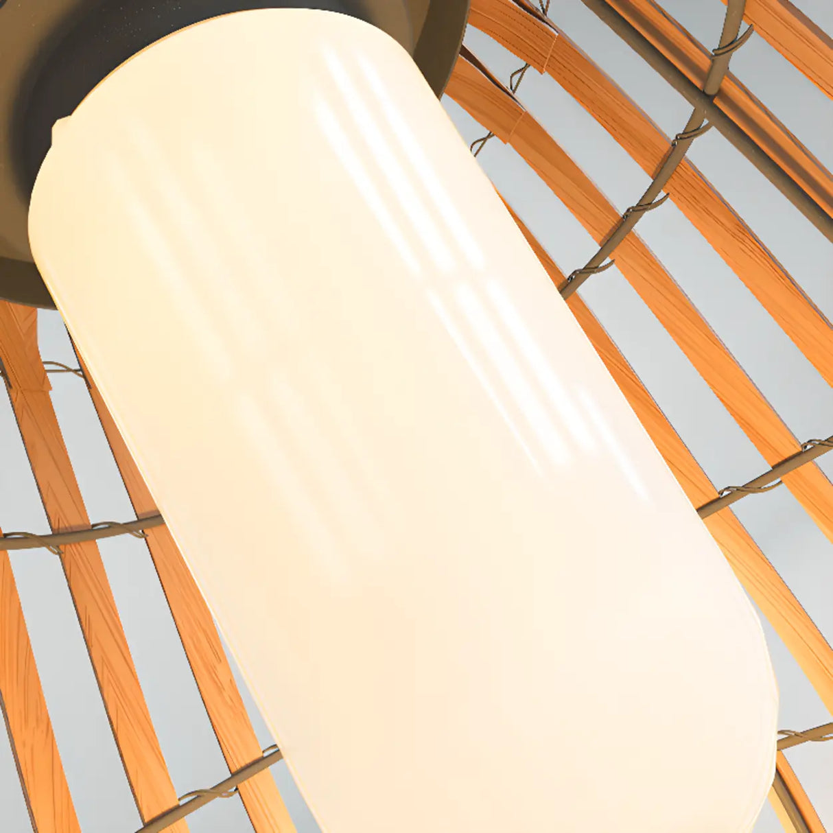 Bamboo Lantern Outdoor Table Lamp Portable Pillar Light Image - 12