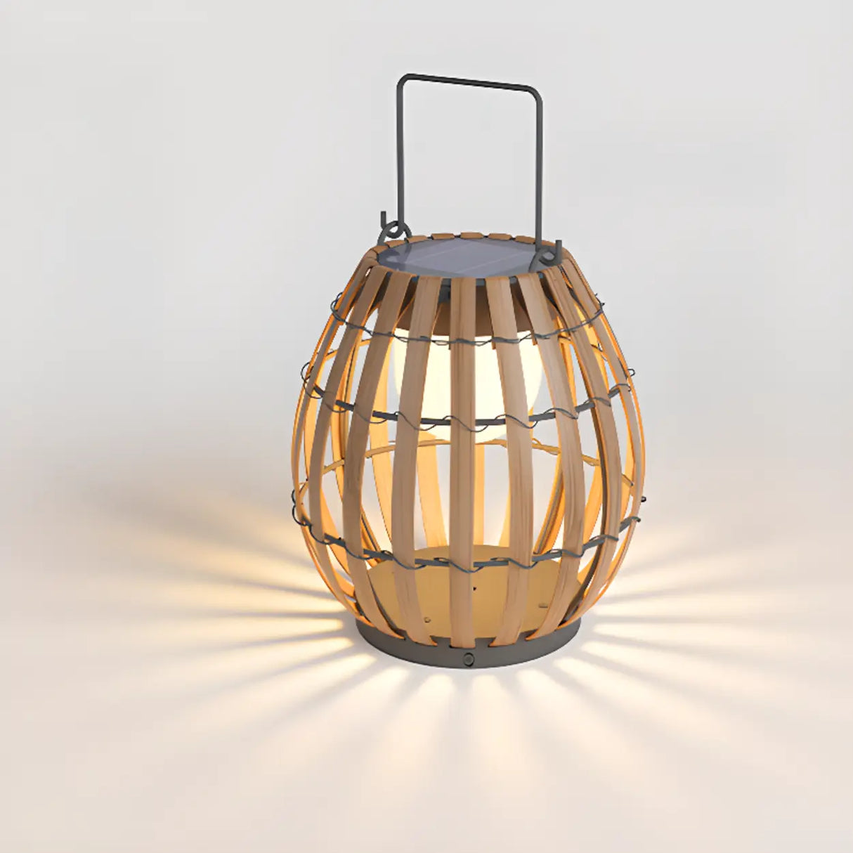 Bamboo Lantern Outdoor Table Lamp Portable Pillar Light Image - 2